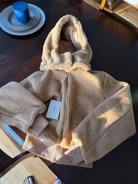 The Noli shop Sherpa Hooded Jacket in Tan